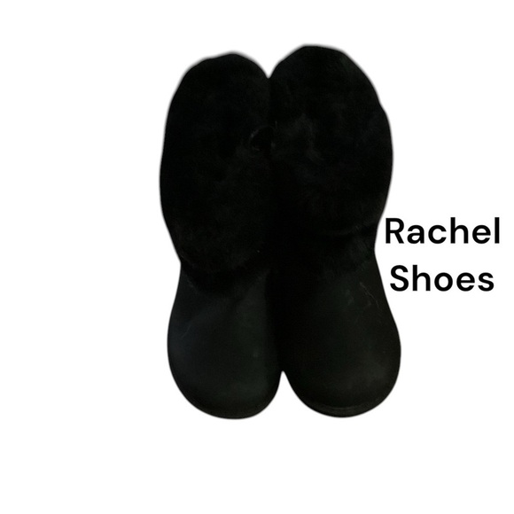 BLACK BOOTS TODDLER SIZE 5 SUEDE SHOE FUZZY ANKLE - Picture 1 of 4